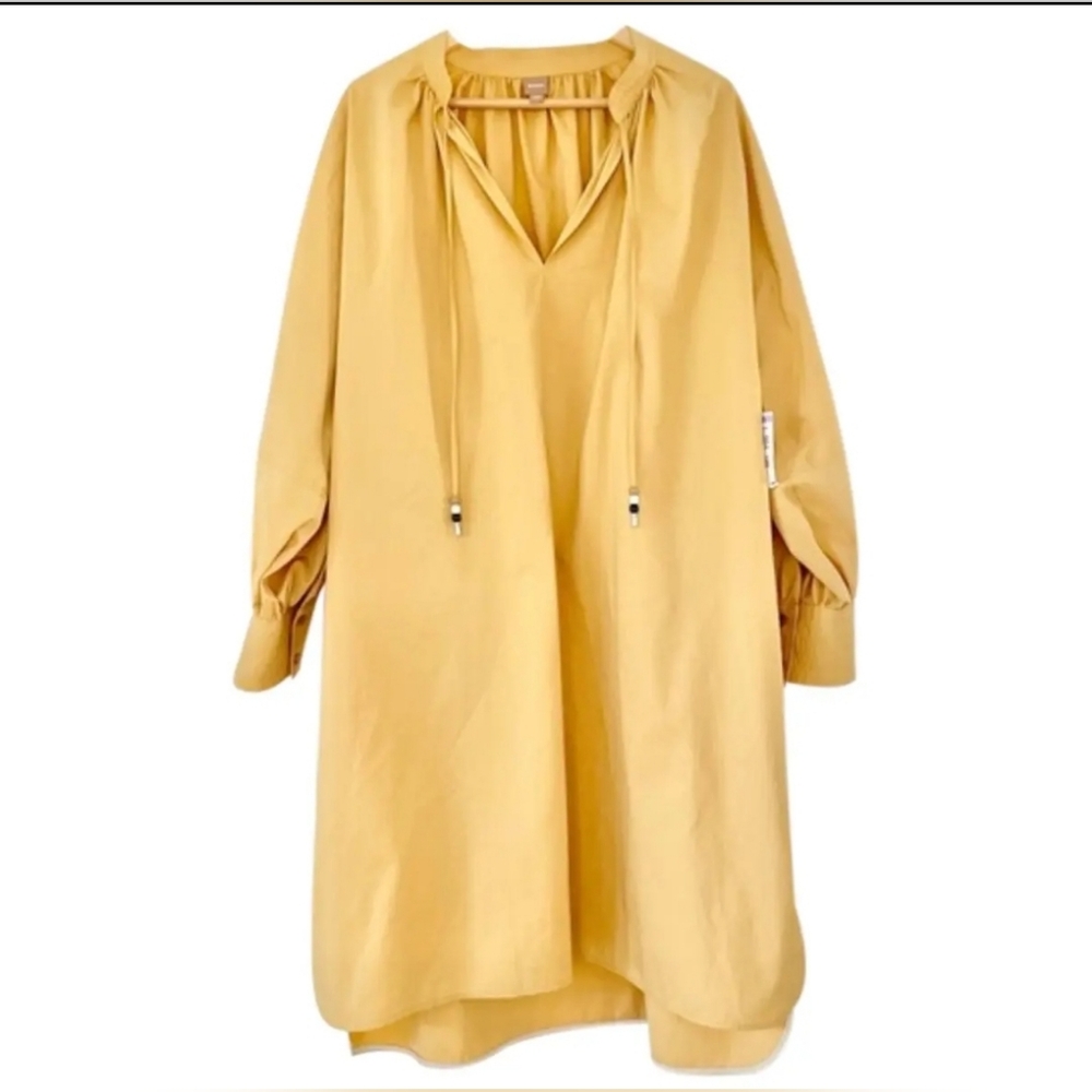 Boss by Hugo Boss Yellow 'Sand' Minimalist Tunic Style Dress Belted Size 14